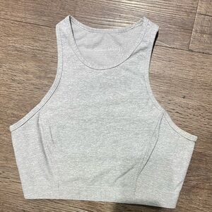 Outdoor Voices Athena Crop Top in heathered gray.